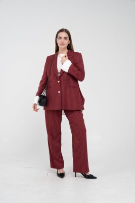 Asmetrik Kesim Gömlek Deteylı Blazer Ceket Pantolon Takım TKM08013 - SASİLVA