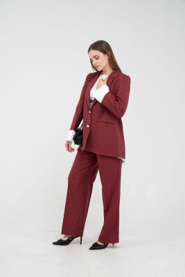 Asmetrik Kesim Gömlek Deteylı Blazer Ceket Pantolon Takım TKM08013 - 2