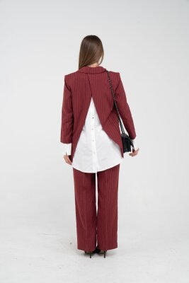 Asmetrik Kesim Gömlek Deteylı Blazer Ceket Pantolon Takım TKM08013 - 3