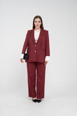 Asmetrik Kesim Gömlek Deteylı Blazer Ceket Pantolon Takım TKM08013 - 7