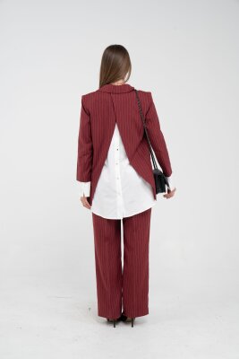 Asmetrik Kesim Gömlek Deteylı Blazer Ceket Pantolon Takım TKM08013 - 14