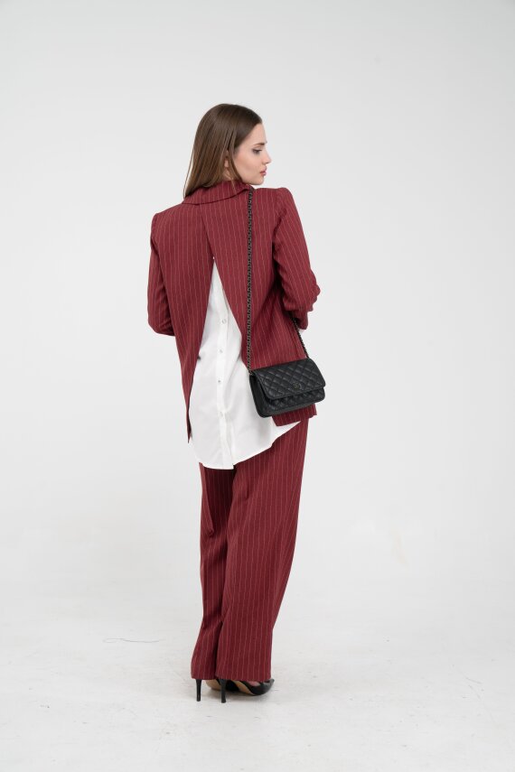 Asmetrik Kesim Gömlek Deteylı Blazer Ceket Pantolon Takım TKM08013 - 10