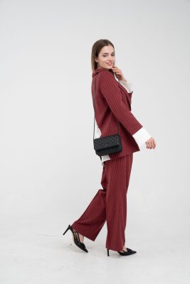 Asmetrik Kesim Gömlek Deteylı Blazer Ceket Pantolon Takım TKM08013 - 12