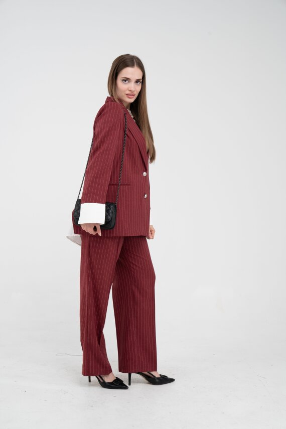 Asmetrik Kesim Gömlek Deteylı Blazer Ceket Pantolon Takım TKM08013 - 13