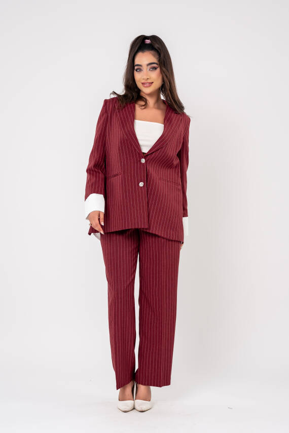Asmetrik Kesim Gömlek Deteylı Blazer Ceket Pantolon Takım TKM08013 - 4