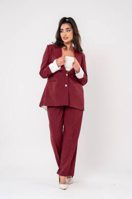 Asmetrik Kesim Gömlek Deteylı Blazer Ceket Pantolon Takım TKM08013 - 5