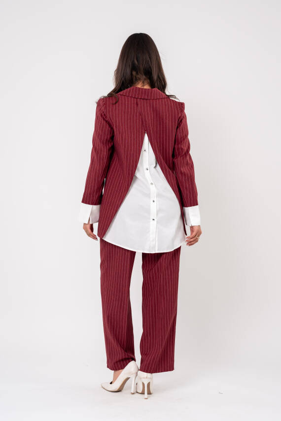 Asmetrik Kesim Gömlek Deteylı Blazer Ceket Pantolon Takım TKM08013 - 7