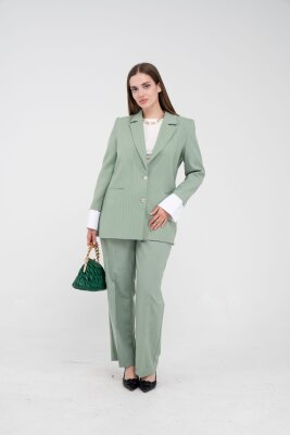 Asmetrik Kesim Gömlek Deteylı Blazer Ceket Pantolon Takım TKM08013 - SASİLVA