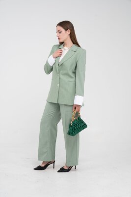 Asmetrik Kesim Gömlek Deteylı Blazer Ceket Pantolon Takım TKM08013 - 2