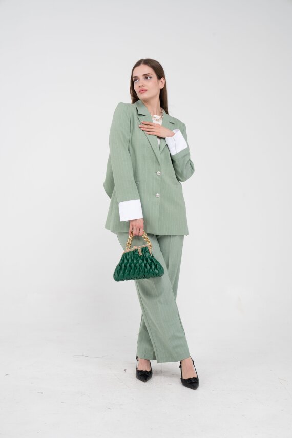 Asmetrik Kesim Gömlek Deteylı Blazer Ceket Pantolon Takım TKM08013 - 4