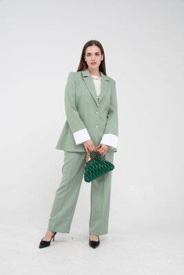 Asmetrik Kesim Gömlek Deteylı Blazer Ceket Pantolon Takım TKM08013 - 6