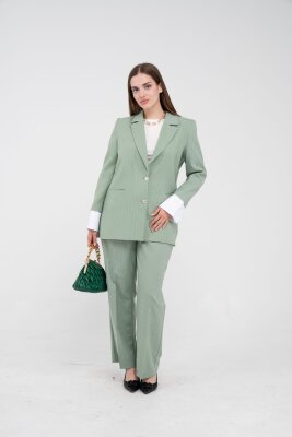 Asmetrik Kesim Gömlek Deteylı Blazer Ceket Pantolon Takım TKM08013 - 7