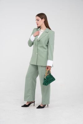 Asmetrik Kesim Gömlek Deteylı Blazer Ceket Pantolon Takım TKM08013 - 8