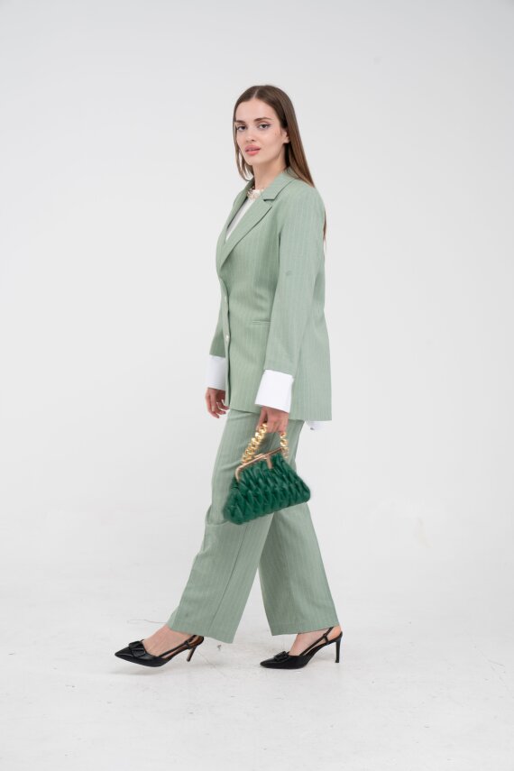 Asmetrik Kesim Gömlek Deteylı Blazer Ceket Pantolon Takım TKM08013 - 9