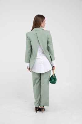 Asmetrik Kesim Gömlek Deteylı Blazer Ceket Pantolon Takım TKM08013 - 16