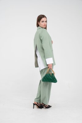 Asmetrik Kesim Gömlek Deteylı Blazer Ceket Pantolon Takım TKM08013 - 10