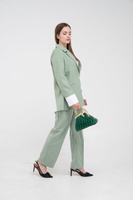 Asmetrik Kesim Gömlek Deteylı Blazer Ceket Pantolon Takım TKM08013 - 12