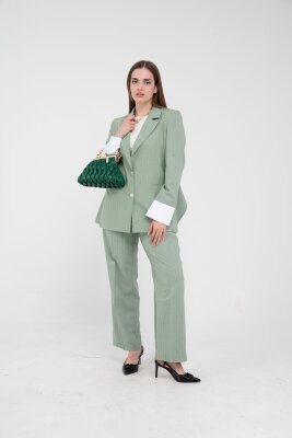 Asmetrik Kesim Gömlek Deteylı Blazer Ceket Pantolon Takım TKM08013 - 15