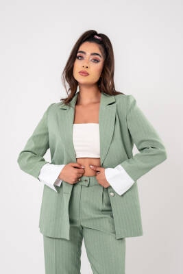Asmetrik Kesim Gömlek Deteylı Blazer Ceket Pantolon Takım TKM08013 - 1