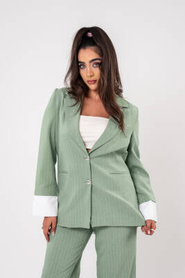 Asmetrik Kesim Gömlek Deteylı Blazer Ceket Pantolon Takım TKM08013 - 2