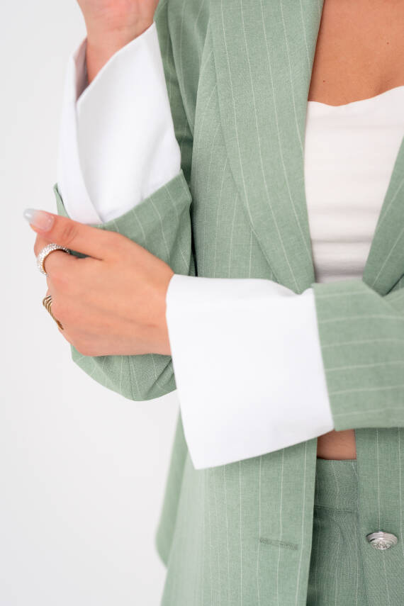 Asmetrik Kesim Gömlek Deteylı Blazer Ceket Pantolon Takım TKM08013 - 3