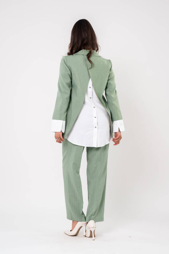 Asmetrik Kesim Gömlek Deteylı Blazer Ceket Pantolon Takım TKM08013 - 5