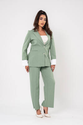 Asmetrik Kesim Gömlek Deteylı Blazer Ceket Pantolon Takım TKM08013 - 6