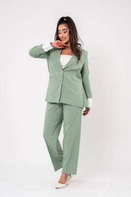 Asmetrik Kesim Gömlek Deteylı Blazer Ceket Pantolon Takım TKM08013 - 8