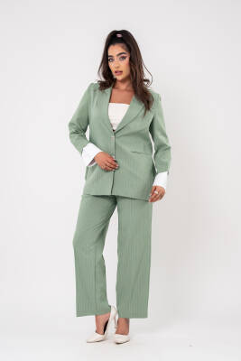 Asmetrik Kesim Gömlek Deteylı Blazer Ceket Pantolon Takım TKM08013 - 9