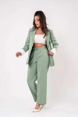 Asmetrik Kesim Gömlek Deteylı Blazer Ceket Pantolon Takım TKM08013 - 14