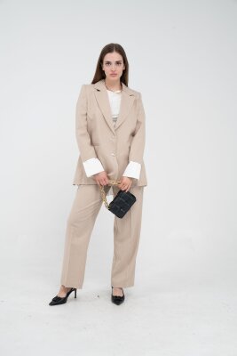 Asmetrik Kesim Gömlek Deteylı Blazer Ceket Pantolon Takım TKM08013 - SASİLVA