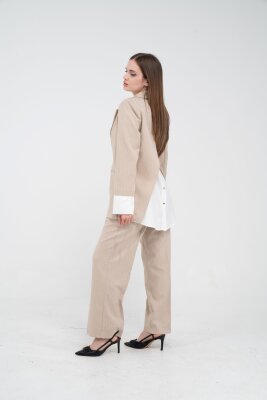 Asmetrik Kesim Gömlek Deteylı Blazer Ceket Pantolon Takım TKM08013 - 4