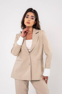 Asmetrik Kesim Gömlek Deteylı Blazer Ceket Pantolon Takım TKM08013 - 2
