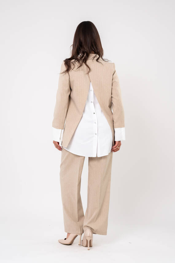 Asmetrik Kesim Gömlek Deteylı Blazer Ceket Pantolon Takım TKM08013 - 5