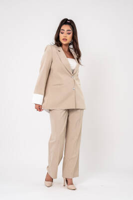 Asmetrik Kesim Gömlek Deteylı Blazer Ceket Pantolon Takım TKM08013 - 6