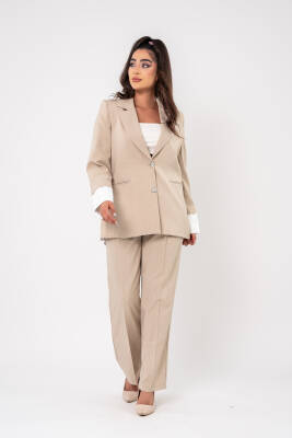 Asmetrik Kesim Gömlek Deteylı Blazer Ceket Pantolon Takım TKM08013 - 8