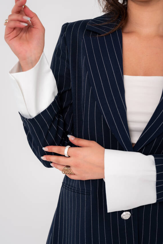 Asmetrik Kesim Gömlek Detaylı Blazer Ceket Pantolon Takım TKM08013 - 1
