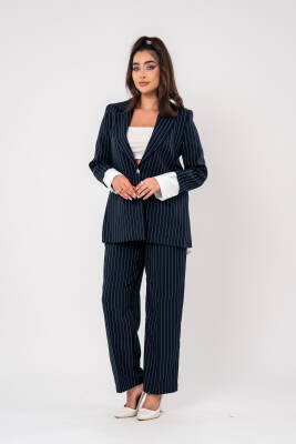 Asmetrik Kesim Gömlek Detaylı Blazer Ceket Pantolon Takım TKM08013 - 6