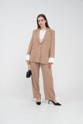 Asmetrik Kesim Gömlek Deteylı Blazer Ceket Pantolon Takım TKM08013 - SASİLVA