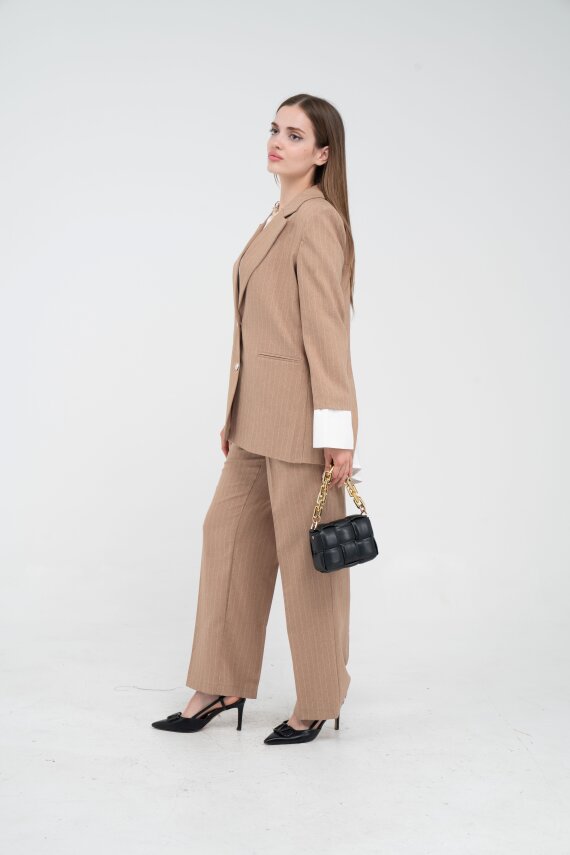 Asmetrik Kesim Gömlek Deteylı Blazer Ceket Pantolon Takım TKM08013 - 4