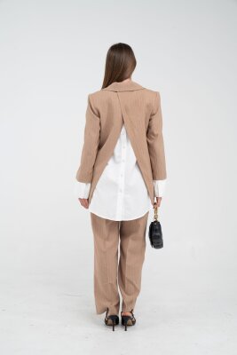 Asmetrik Kesim Gömlek Deteylı Blazer Ceket Pantolon Takım TKM08013 - 5