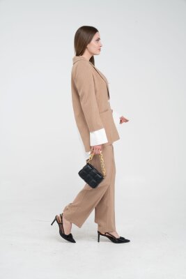 Asmetrik Kesim Gömlek Deteylı Blazer Ceket Pantolon Takım TKM08013 - 6