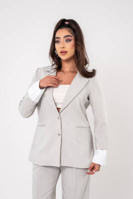 Asmetrik Kesim Gömlek Deteylı Blazer Ceket Pantolon Takım TKM08013 - 1