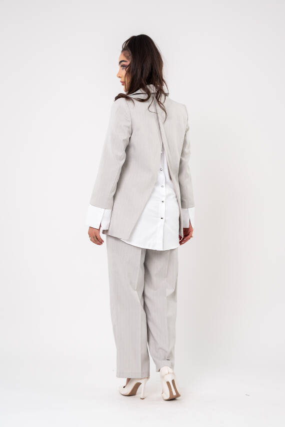 Asmetrik Kesim Gömlek Deteylı Blazer Ceket Pantolon Takım TKM08013 - 3