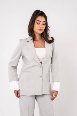 Asmetrik Kesim Gömlek Deteylı Blazer Ceket Pantolon Takım TKM08013 - 4