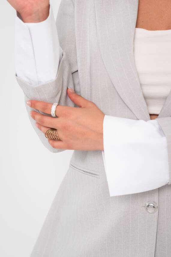 Asmetrik Kesim Gömlek Deteylı Blazer Ceket Pantolon Takım TKM08013 - 5