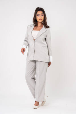 Asmetrik Kesim Gömlek Deteylı Blazer Ceket Pantolon Takım TKM08013 - 8