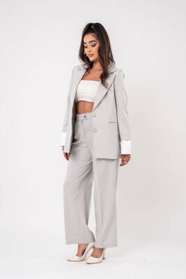 Asmetrik Kesim Gömlek Deteylı Blazer Ceket Pantolon Takım TKM08013 - 10
