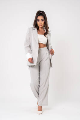 Asmetrik Kesim Gömlek Deteylı Blazer Ceket Pantolon Takım TKM08013 - 11