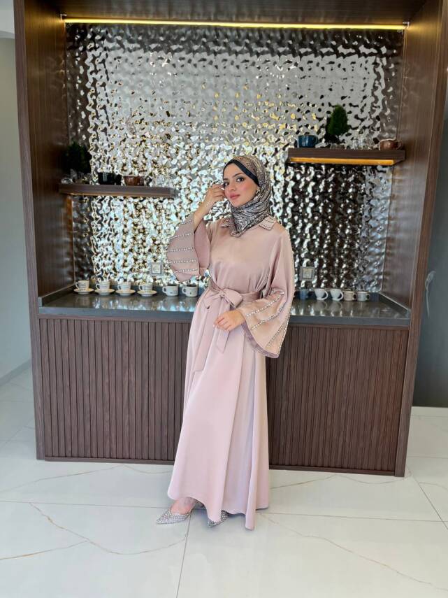 Boyun Taş İşlemli Kemer Aksesurlı Elbise S16044 - 27